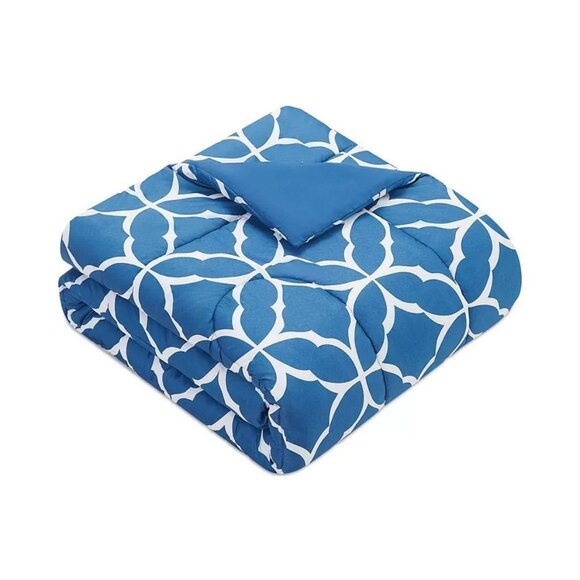 Pem America Harmony 8 Pc Comforter Set Blue and White Queen $100 - Picture 6 of 7